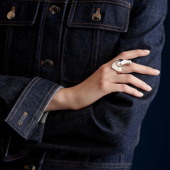 HERMES GALOP Horse Head Ring LARGE Model Sterling Silver US 6-6.25 (Hermes 52) - Picture 5 of 6